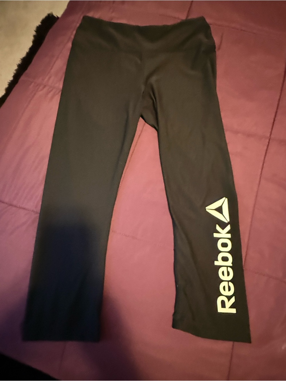 Reebok Black Capri Leggings with White Logo